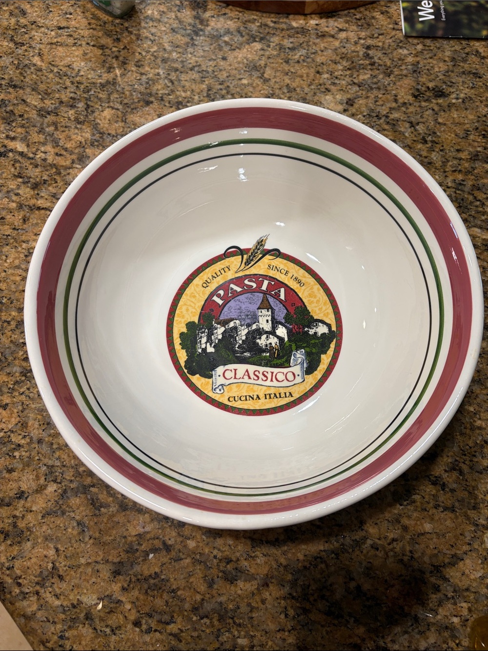 ClassiCo Pasta Serving Bowl - Cream with Red & Green Trim